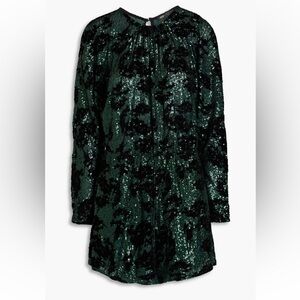 Maje Sequined Flocked Tulle Playsuit Forest Green SZ 6